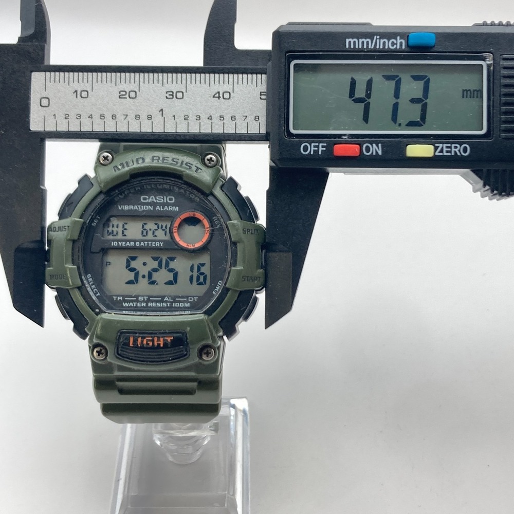 Casio Men's Watch 3463 TRT-110H Green Vibration Alarm 47mm Dual Time Mud Resist - Picture 10 of 16